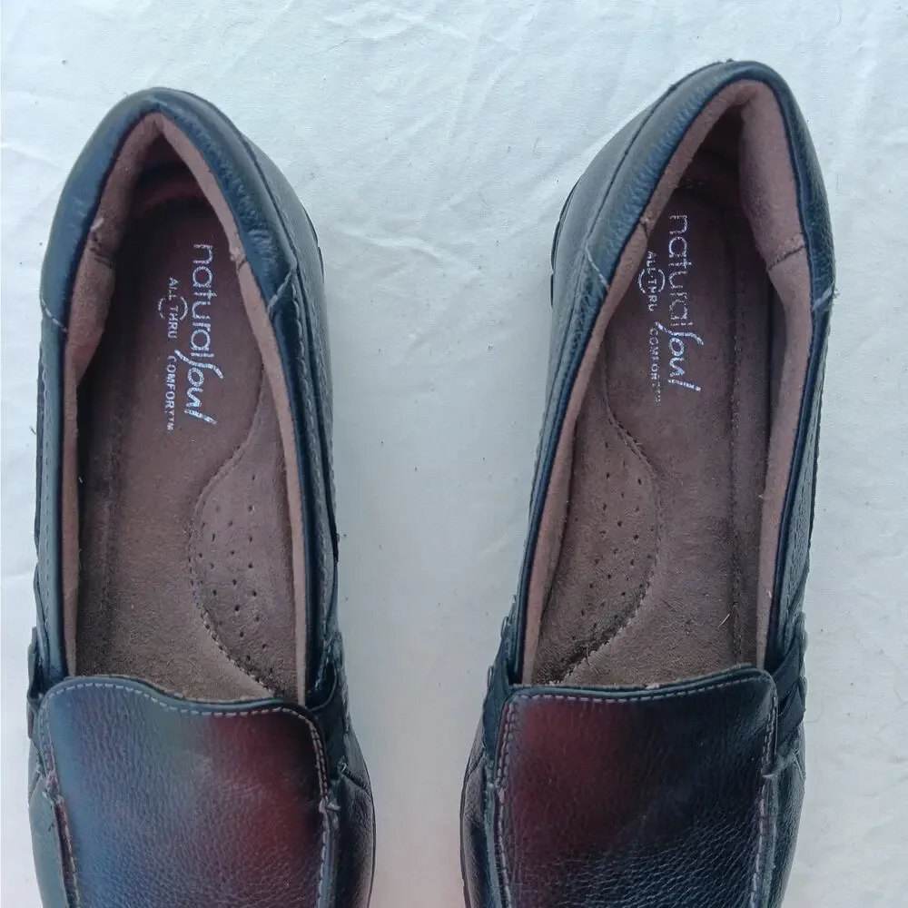 Natural Soul Rhett Loafers Flats Shoes Women Size 8M Black Leather